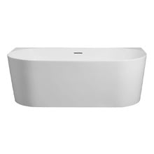 Montana Gloss White Oval Acrylic Back to Wall Bath with Overflow
